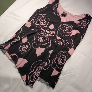Floral Pink and Black Women's Blouse